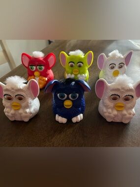 Blue Furby Toy with Yellow Beak and White Feet Lot of 6